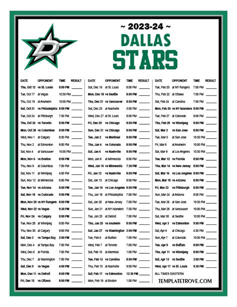 dallas stars schedule 2023 24 printable pdf